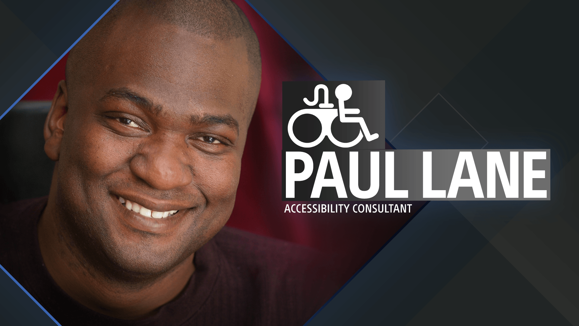 A headshot of Paul Lane, Accessibility Consultant, against a black background.