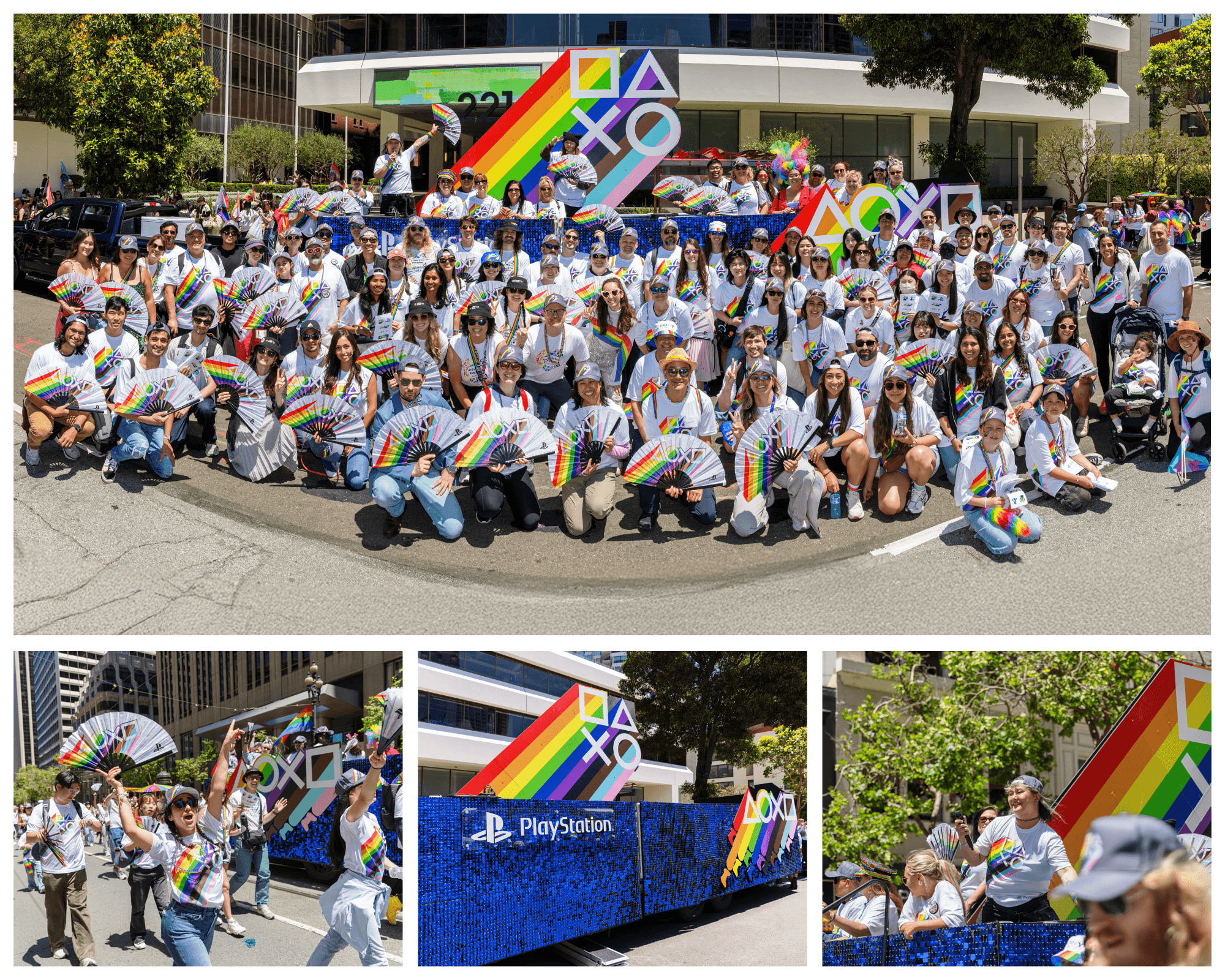 Crunchyroll employees and Bay Area Sony Interactive employees at a San Francisco pride event.