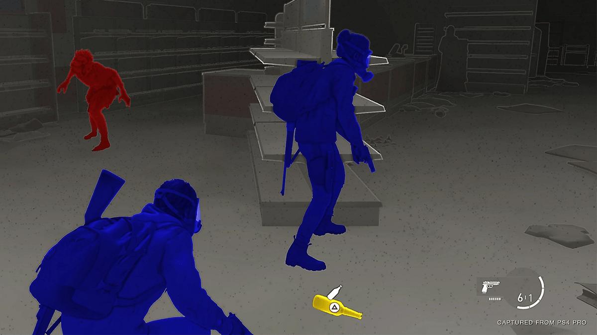 Screenshot of The Last of Us using an accessibility setting