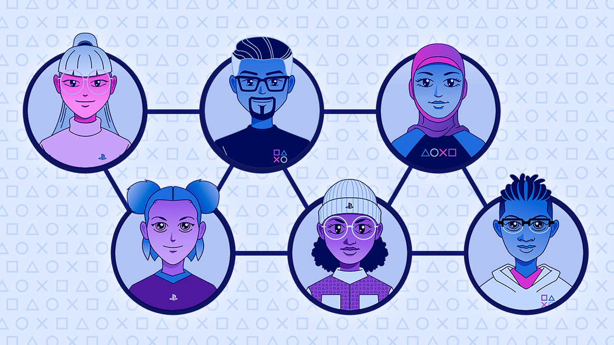 Icons of diverse group of gamers.