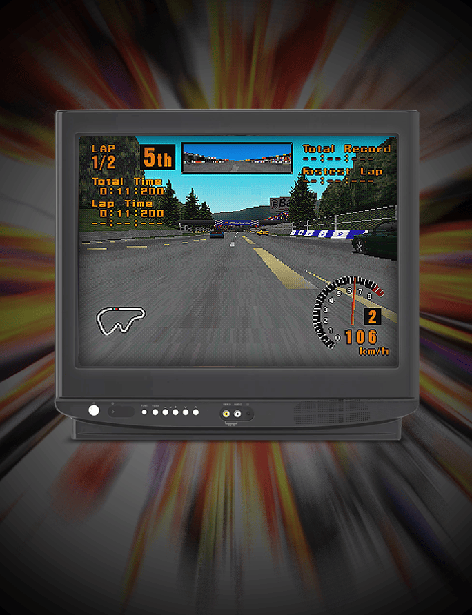 A game screen displayed on an old television