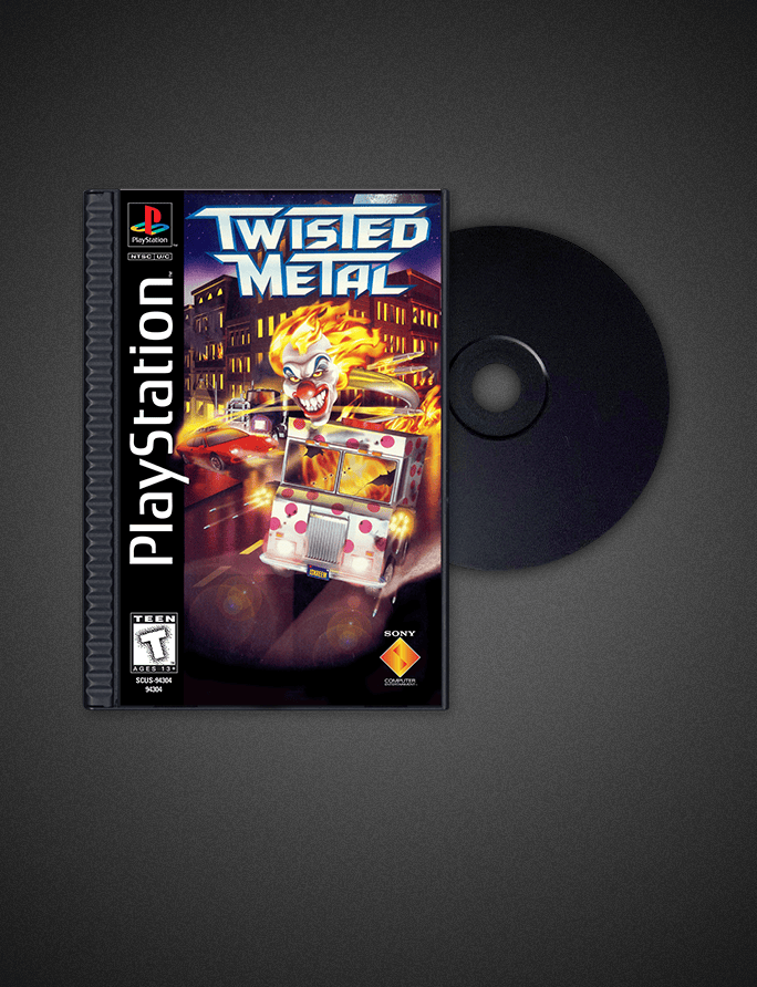 Twisted Metal game cover and CD-ROM