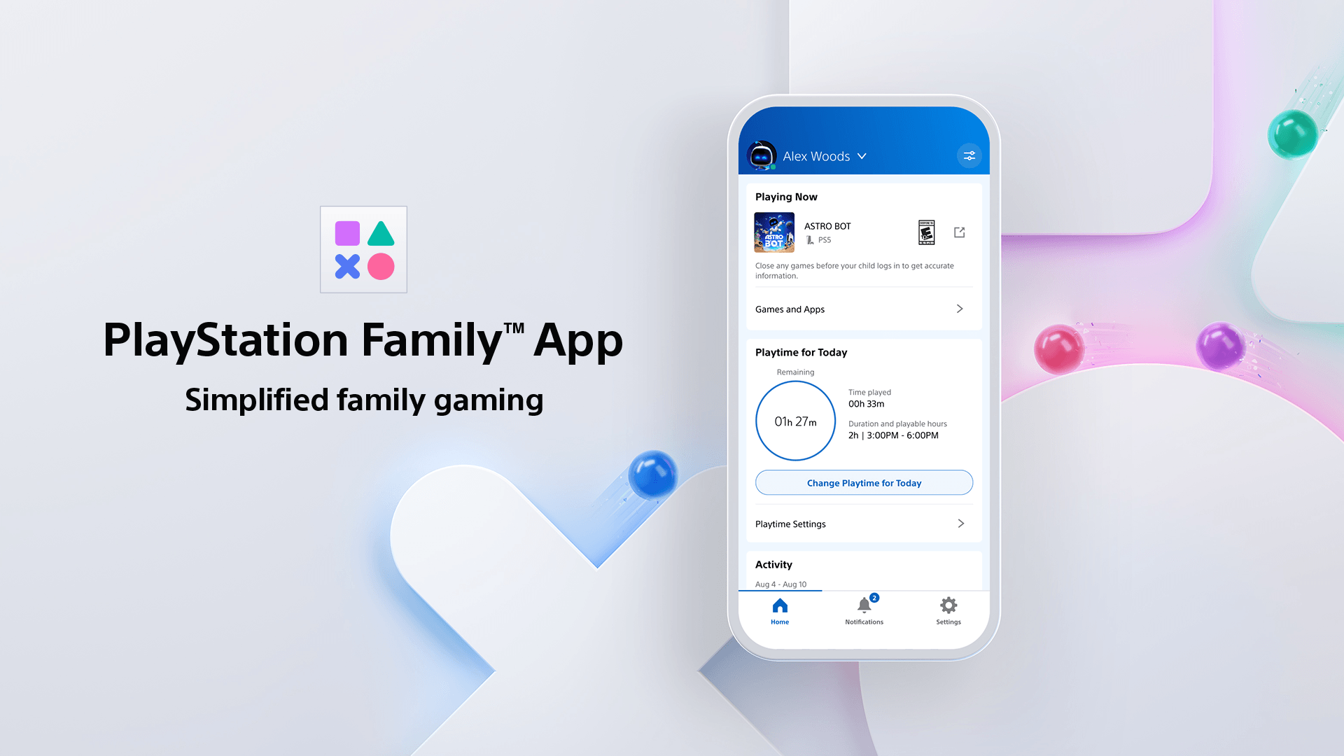 PlayStation Family App - simplified family gaming. A smartphone showing the interface for the PlayStation Family App