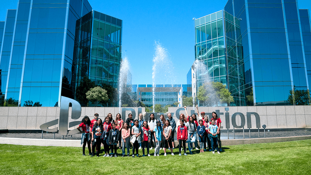 Group photo of Girls Make Games participants
